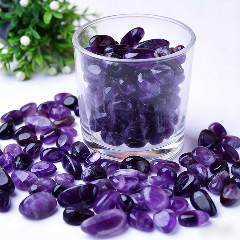 Aquarium Fish Fishing - Natural Amethyst Raw Stone Polished Chips50-100GLandscaping